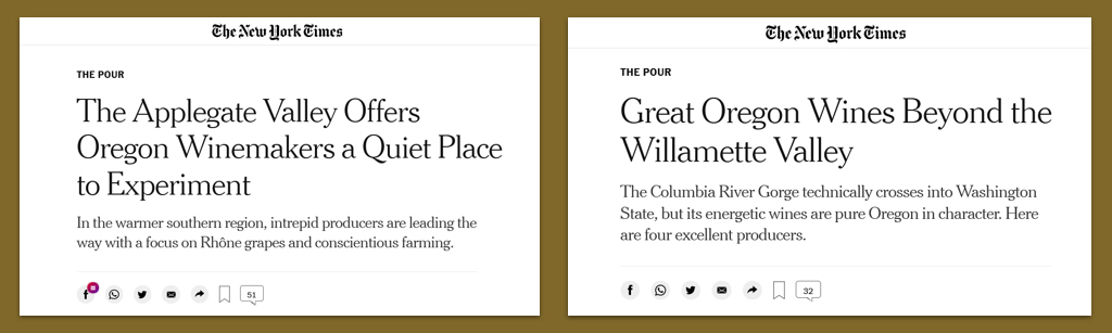 A screen grab of two NY Times online articles.