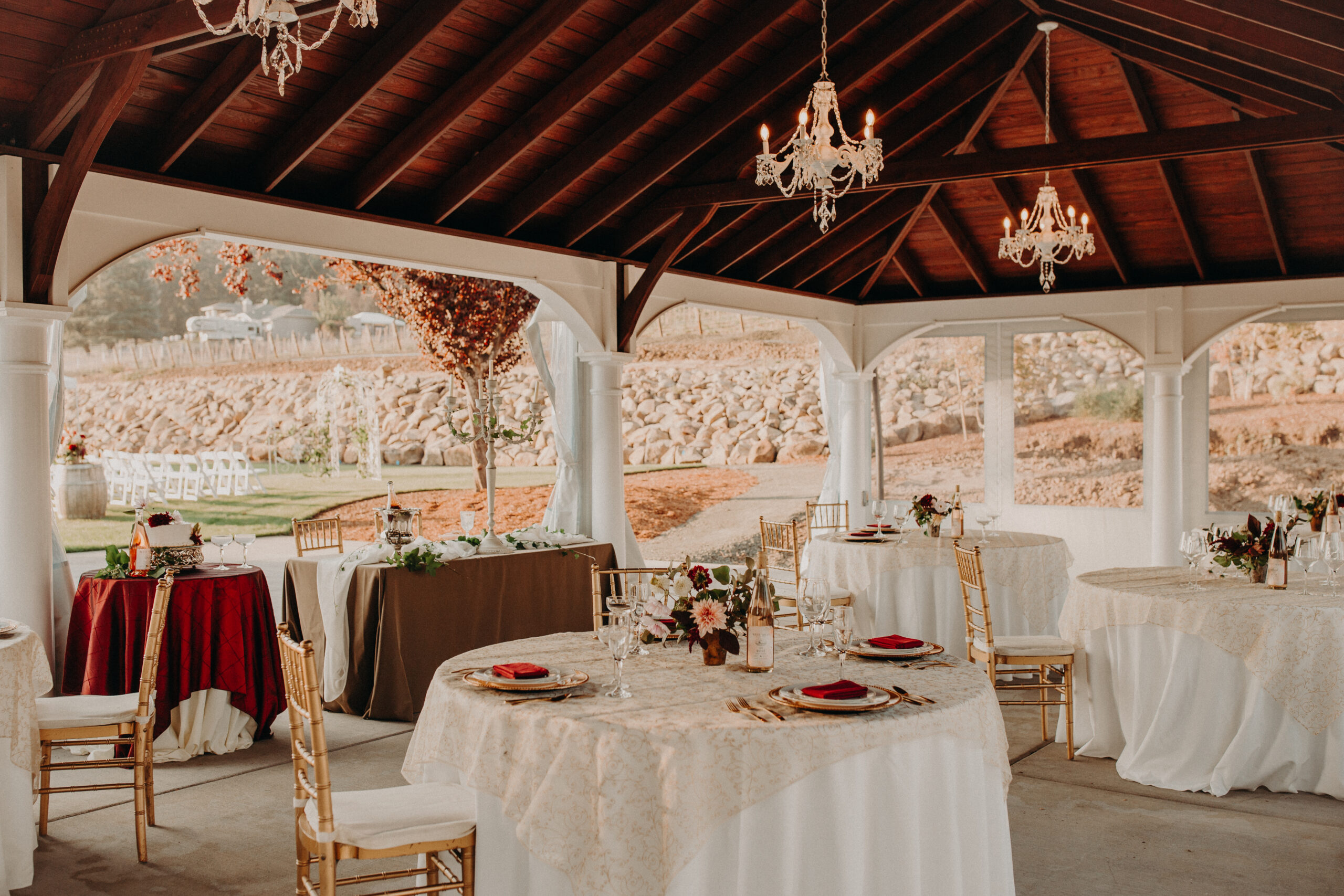 A beautiful wedding in the Pavilion and grassy lawn.