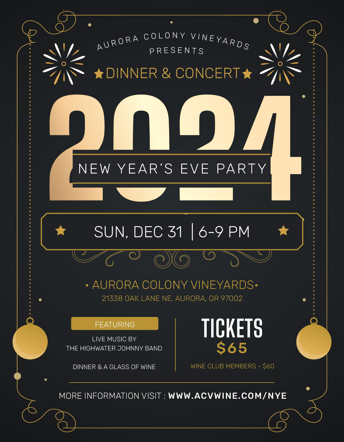 New Year’s Eve Dinner and Concert