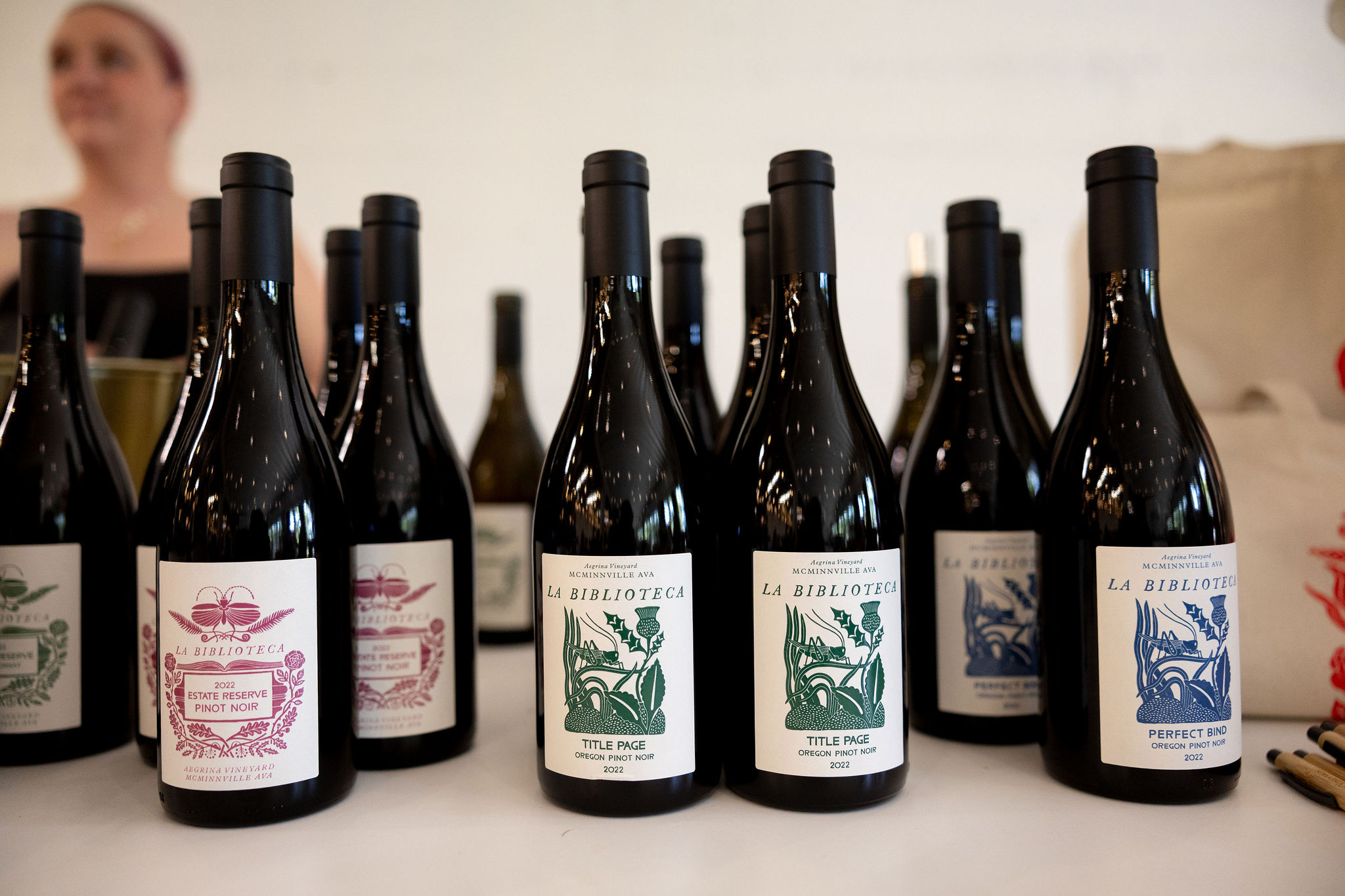 a lineup of bottle labels