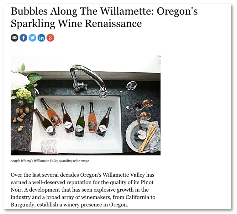 Forbes Pops the Cork on Oregon’s Sparkling Wine Industry