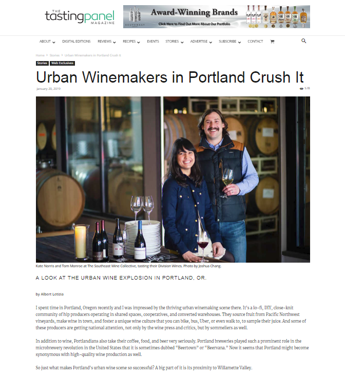 Portland’s Urban Winemakers Crush It in The Tasting Panel Magazine