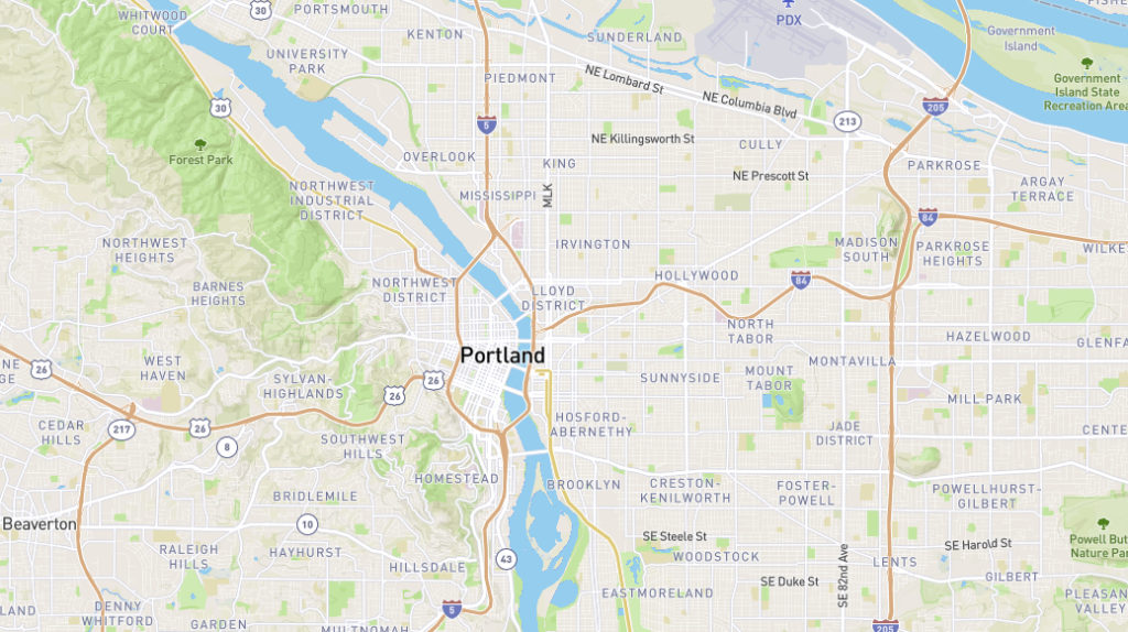A graphic map of the city of Portland