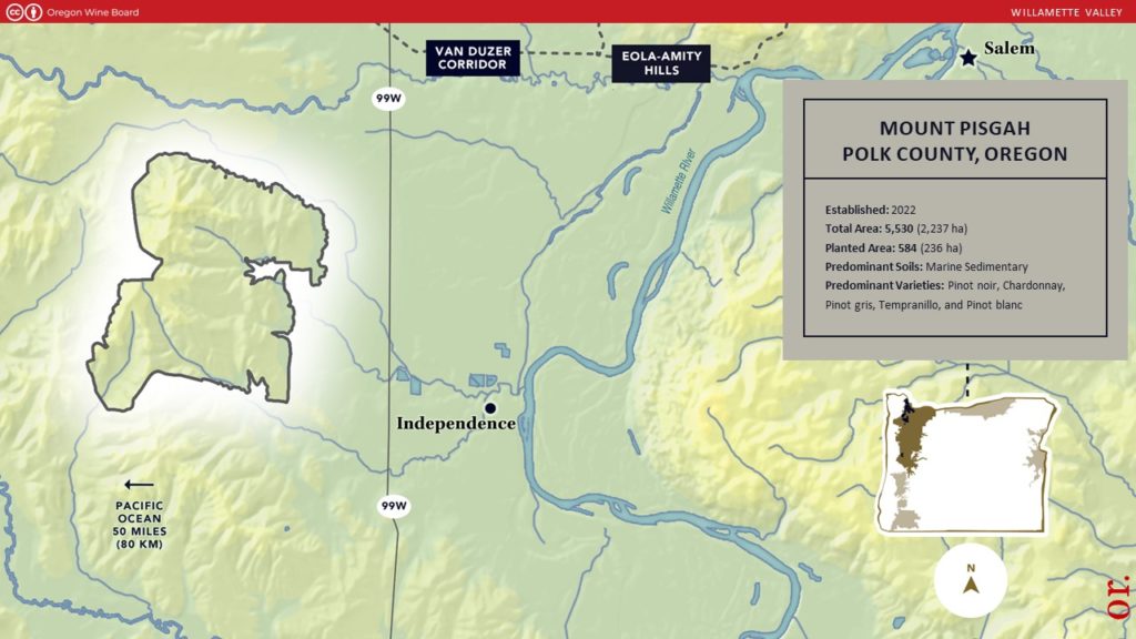 Illustrated map of Mount Pisgah, Polk County, Oregon AVA