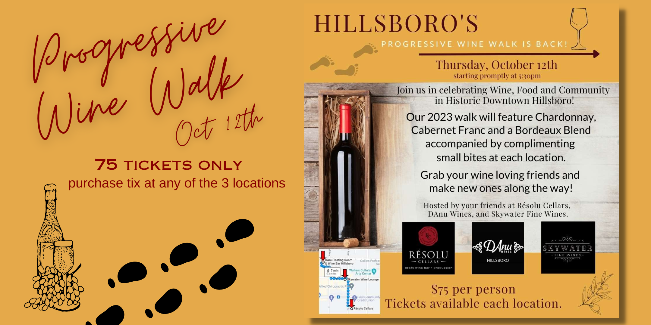 Progressive Wine Walk: Historic Hillsboro Downtown